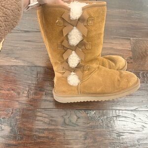Koolaburra Tan Winter Boots with Pom Poms
